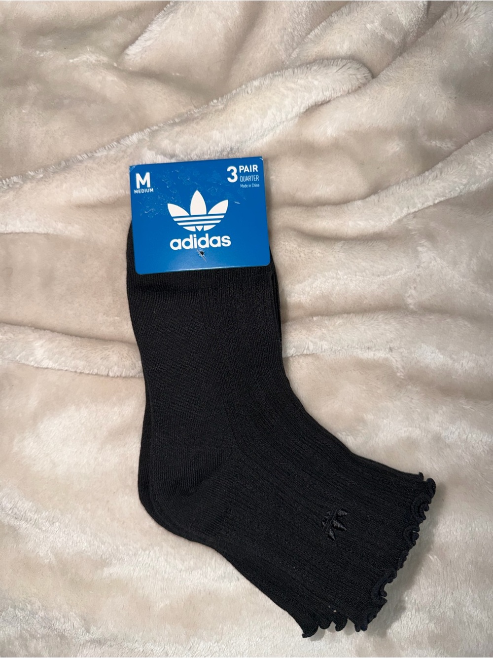 adidas Black Quarter Ribbed Socks - 3 Pair Pack
